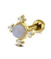 Moon Stone with CZ Ear Piercing TIP-2814